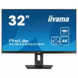 Монитор IIYAMA XUB3293UHSN-B5, 31.5", IPS panel, AntiGlare, 3-side borderless, 16:9, 4K UHD 3840x2160, 350cd/m2, 1000:1, 60Hz, 4ms, Blue light reducer, Flicker free, i- Style Colour, KVM, HDMI, DP, USB-C, LAN, 2x USB, Audio out, Speakers, HAS, Swivel, Tilt, Pivot, VESA 100, Black