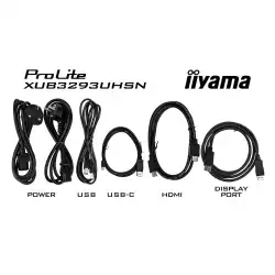 Монитор IIYAMA XUB3293UHSN-B5, 31.5", IPS panel, AntiGlare, 3-side borderless, 16:9, 4K UHD 3840x2160, 350cd/m2, 1000:1, 60Hz, 4ms, Blue light reducer, Flicker free, i- Style Colour, KVM, HDMI, DP, USB-C, LAN, 2x USB, Audio out, Speakers, HAS, Swivel, Tilt, Pivot, VESA 100, Black