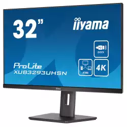 Монитор IIYAMA XUB3293UHSN-B5, 31.5", IPS panel, AntiGlare, 3-side borderless, 16:9, 4K UHD 3840x2160, 350cd/m2, 1000:1, 60Hz, 4ms, Blue light reducer, Flicker free, i- Style Colour, KVM, HDMI, DP, USB-C, LAN, 2x USB, Audio out, Speakers, HAS, Swivel, Tilt, Pivot, VESA 100, Black