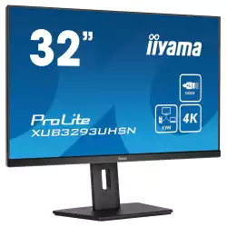 Монитор IIYAMA XUB3293UHSN-B5, 31.5", IPS panel, AntiGlare, 3-side borderless, 16:9, 4K UHD 3840x2160, 350cd/m2, 1000:1, 60Hz, 4ms, Blue light reducer, Flicker free, i- Style Colour, KVM, HDMI, DP, USB-C, LAN, 2x USB, Audio out, Speakers, HAS, Swivel, Tilt, Pivot, VESA 100, Black
