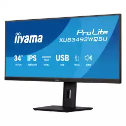 Монитор IIYAMA XUB3493WQSU-B6, 34", IPS panel, AG, 21:9, UWQHD 3440x1440, HDR, 400cd/m2, 1000:1, 120Hz, 1ms, Flicker free, Adaptive Sync, PiP, PbP, 2x HDMI, DP, 4x USB, Speakers, HAS, Swivel, Tilt, VESA 100, Black