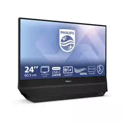 Монитор Philips 24B2D5300/00, 23.8 inch Dual-sided monitor, IPS panel, AG, FHD 1920x1080, 300 cd/m2, 1500:1, 120Hz, 4ms, SoftBlue, D-Mode, EyeSafe, 2x HDMI, 2x USB-C, HBR 3, 4x USB, Audio out, Speakers, Swivel, Black