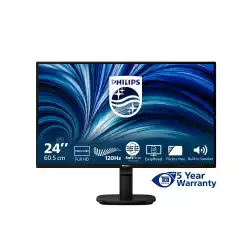 Монитор Philips 24B2N2200/00, 23.8", IPS panel, AG, 3H, 16:9, FHD 1920x1080, 300 cd/m2, 1500:1, 50M:1, 120Hz, 4ms, SoftBlue, SmartImage, Flicker-Free, VGA, HDMI, DisplayPort, Audio out, Speakers, Tilt, VESA 100, Black