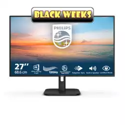 Монитор Philips 27E1N1200A/00, 27", IPS WLED panel, AG, 16:9, FHD 1920 x1080, 300cd/m2, 1500:1, 120Hz, 1ms, SoftBlue, Flicker Free, sRGB, Adaptive Sync, VGA, HDMI, DP, Audio Out, Speakers, Tilt, VESA 100, Black