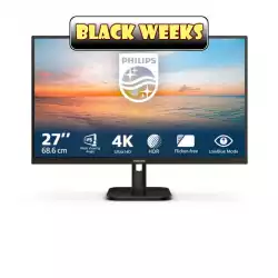 Монитор Philips 27E1N1800A/00, 27", IPS WLED panel, AG, 4K UHD 3840x2160, 16:9, 60Hz, 4ms, 350 cd/m2, 1000:1, sRGB, HDR 10, Flicker Free, Low Blue Mode, EasyRead, 2x HDMI, DisplayPort, Audio Out, Speakers, Tilt, VESA 100, Black                          