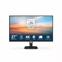 Монитор Philips 27E1N1800A/00, 27", IPS WLED panel, AG, 4K UHD 3840x2160, 16:9, 60Hz, 4ms, 350 cd/m2, 1000:1, sRGB, HDR 10, Flicker Free, Low Blue Mode, EasyRead, 2x HDMI, DisplayPort, Audio Out, Speakers, Tilt, VESA 100, Black