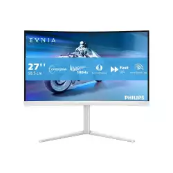 Монитор Philips 27M2C5201L/00, 27", EVNIA curved gaming monitor, Fast VA panel, AG, 16:9, FHD 1920x1080, 300cd/m2, 3000:1, 180Hz, 0.5ms, HDR 10, Adaptive Sync, Flicker Free, 2x HDMI, DisplayPort, Audio Out, Tilt, Ambiglow, VESA 100, White