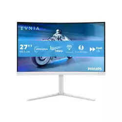 Монитор Philips 27M2C5501/00, 27", Evnia curved gaming monitor, Fast VA panel, AG, 16:9, QHD 2560x1440, 300cd/m2, 5000:1, 180Hz, 0.5ms, HDR 10, Adaptive Sync, Flicker Free, 2x HDMI, DisplayPort, Audio Out, HAS, Swivel, Tilt, Ambiglow, VESA 100, White