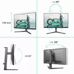 Монитор Philips 27M2N3800A/00, 27", Evnia gaming monitor, Dual Mode, Fast IPS panel, AG, UHD / FHD, 160Hz / 320Hz, 450cd/m2, 1000:1, 0.5ms, DisplayHDR 400, DCI-P3, Adaptive sync, 2x HDMI, DP, Audio out, Speakers, HAS, Swivel, Tilt, Pivot, PIP/PBP mode, VESA 100, Black