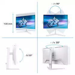 Монитор Philips 27M2N6501L/00, 26.5 inch QD OLED panel, AG, QHD 2560x1440, 400cd/m2, 1.5M:1, 240Hz, sRGB, DCIP3, HDR 10, G-SYNC, Low Input Lag, SoftBlue, MultiView, 2x HDMI, DP, 2x USB, Audio out, HAS, Swivel, Tilt, Pivot, VESA, White