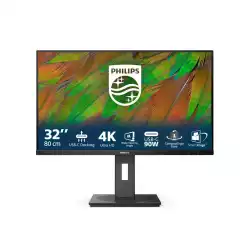 Монитор Philips 32B1U3900/00, 31.5" VA WLED panel, AG, 16:9, 4K UHD 3840x2160, 350cd/m2, 3500:1, 4ms, 60Hz, sRGB, Flicker-free, SmartImage, EasyRead, 2x HDMI, DisplayPort, USB-C, 4x USB, LAN, Audio out, Speakers, HAS, Swivel, Tilt, Pivot, VESA 100, Black