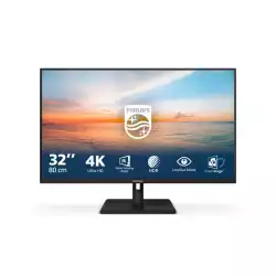 Монитор Philips 32E1N1800LA/00, 31.5" VA WLED panel, AG, 16:9, 4K UHD 3840x2160, 300cd/m2, 3500:1, 4ms, 60Hz, sRGB, HDR 10, Flicker-free, SmartImage, EasyRead, 2x HDMI, DisplayPort, Audio out, Speakers, Tilt, VESA 100, Black