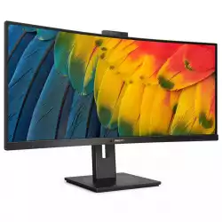 Монитор Philips 34B1U5600CH/00 34 inch VA LCD Panel, Curved 1500R, Anti Glare, 21:9, 3440x1440, 4ms, 100Hz, 350cd/m2, 3000:1, 50M:1, MultiView, PbP, PiP, KVM, Windows Hello Web Cam, HDMI, DisplayPort, USB-C (PD 100W) Docking, HBR3, 4x USB-A, LAN, Tilt, Swivel, HAS, Speakers, VESA 100, Kensington Lock, Black