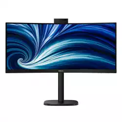Монитор Philips 34B2U3600CH/00, 34" VA Curved panel, AG, 21:9, WQHD 3440x1440, 300cd/m2, 3500:1, 4ms, 60Hz, KVM, WH Webcam, HDR 10, SoftBlue, Flicker-Free, Adaptive sync, HDMI, DP, USB-C, 4x USB, HBR3, LAN, Speakers, HAS, Swivel, Tilt, VESA 100, Black