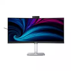 Монитор Philips 34B2U6603CH/00, 34" VA Curved panel, AG, 21:9, WQHD 3440x1440, 450cd/m2, 4000:1, 4ms, 100Hz, sRGB, KVM, SoftBlue, MultiView, Flicker-Free, HDR 400, Adaptive sync, 2x HDMI, DP, Thunderbolt 4, 2x USB-C, 4x USB, LAN, HBR3, Speakers, HAS, Swivel, Tilt, Webcam, Black/Grey
