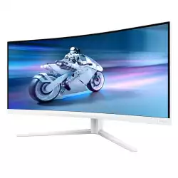 Монитор Philips 34M2C5501A/00, 34", Evnia curved gaming monitor, VA panel, 1500R, 21:9, WQHD 3440x1440, 300cd/m2, 4000:1, 180Hz, 0.5ms, HDR 400, AMD FreeSync, Flicker-free, Low Input Lag, 2x HDMI, DP, 3x USB, Audio out, Speakers, Ambiglow, HAS, Swivel, Tilt, VESA 100, White