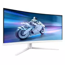 Монитор Philips 34M2C5501A/00, 34", Evnia curved gaming monitor, VA panel, 1500R, 21:9, WQHD 3440x1440, 300cd/m2, 4000:1, 180Hz, 0.5ms, HDR 400, AMD FreeSync, Flicker-free, Low Input Lag, 2x HDMI, DP, 3x USB, Audio out, Speakers, Ambiglow, HAS, Swivel, Tilt, VESA 100, White