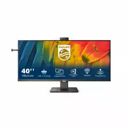 Монитор Philips 40B1U5601H/00, 40", IPS WLED Panel, AntiGlare, 3H, 21:9, 3440x1440, 100Hz, 4ms, 300cd/m2, 1200:1, M50:1, HDR, SmartImage, Flicker-free, Low Blue mode, HDMI, DP, USB-C (PD 100W), 4x USB, HBR3, LAN, Speakers, Web Cam, MultiView, KVM, HAS, Swivel, Tilt, Pivot, VESA, Black