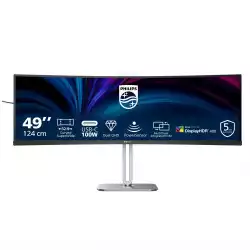 Монитор Philips 49B2U5900C/00, 48.8", Curved monitor, 1800R, VA panel, 32:9, AG, DQHD 5120x1440, 450cd/m2, 3000:1, 75Hz, 4ms, HDR 400, PiP, PbP, KVM, SmartImage, 2x HDMI, DP, USB-C, LAN, 2x USB, HBR3, Audio out, Speakers, HAS, Swivel, Tilt, VESA 100, Black/Grey