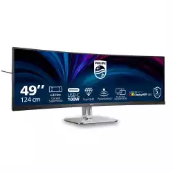 Монитор Philips 49B2U5900C/00, 48.8", Curved monitor, 1800R, VA panel, 32:9, AG, DQHD 5120x1440, 450cd/m2, 3000:1, 75Hz, 4ms, HDR 400, PiP, PbP, KVM, SmartImage, 2x HDMI, DP, USB-C, LAN, 2x USB, HBR3, Audio out, Speakers, HAS, Swivel, Tilt, VESA 100, Black/Grey