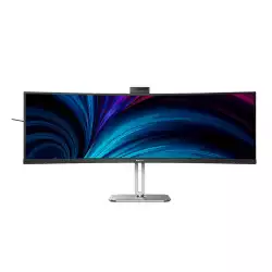 Монитор Philips 49B2U6900CH/00, 48.8", Curved monitor, VA W-LED panel, 32:9, AG, DQHD 5120x1440, 450cd/m2, 3000:1, 80M:1, 75Hz, 4ms, HDR 400, sRGB, Flicker- free, Low Blue Mode, 2x HDMI, DP, 2x USB-C, HBR3, 4x USB, LAN, Speakers, Web Cam, HAS, Swivel, Tilt, VESA 100, Black
