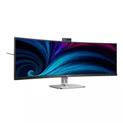 Монитор Philips 49B2U6900CH/00, 48.8", Curved monitor, VA W-LED panel, 32:9, AG, DQHD 5120x1440, 450cd/m2, 3000:1, 80M:1, 75Hz, 4ms, HDR 400, sRGB, Flicker- free, Low Blue Mode, 2x HDMI, DP, 2x USB-C, HBR3, 4x USB, LAN, Speakers, Web Cam, HAS, Swivel, Tilt, VESA 100, Black