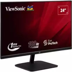 Монитор ViewSonic VA2432-MHD-3, 23.8", IPS panel, SuperClear, AG, FHD 1920 x 1080, 1ms, 100Hz, 250 nits, 1300:1, Flicker-Free, Low Blue Light, VRR, VGA, HDMI, DP, Audio out, Speaker, VESA 75, Black