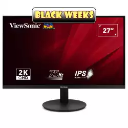 Монитор ViewSonic VA2708-2K-HD, 27", IPS LED panel, 16:9, 2K QHD 2560 x 1440, 300cd/m2, 1000:1, 1ms, 75Hz, HDR 10, sRGB, 2x HDMI, DP, Audio Out, DC Socket, Tilt, VESA 100, Black
