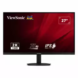 Монитор ViewSonic VA2708-2K-HD, 27", IPS LED panel, 16:9, 2K QHD 2560 x 1440, 300cd/m2, 1000:1, 1ms, 75Hz, HDR 10, sRGB, 2x HDMI, DP, Audio Out, DC Socket, Tilt, VESA 100, Black