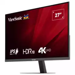 Монитор ViewSonic VA2708-4K-HD, 27", SuperClear IPS LED panel, 16:9, 4K UHD 3840x2160, 250cd/m2, 1200:1, 4ms, 60Hz, HDR 10, sRGB, Flicker-Free, Low Blue Light, 2x HDMI, DP, Audio Out, DC Socket, Tilt, VESA 75, Black