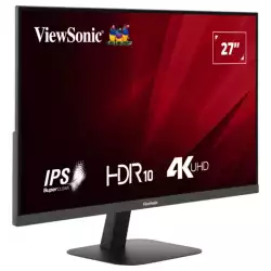 Монитор ViewSonic VA2708-4K-HD, 27", SuperClear IPS LED panel, 16:9, 4K UHD 3840x2160, 250cd/m2, 1200:1, 4ms, 60Hz, HDR 10, sRGB, Flicker-Free, Low Blue Light, 2x HDMI, DP, Audio Out, DC Socket, Tilt, VESA 75, Black