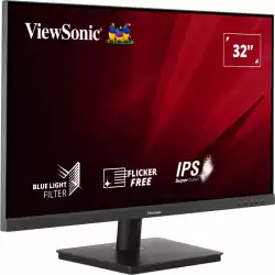 Монитор ViewSonic VA3209-MH 31.5", IPS Panel, AntiGlare, 16:9, 1980 x 1080 FHD, 250 cd/m2, 75Hz, 1200:1, 50M:1, 4ms, Adaptive Sync, Blue Light Filter, Flicker-Free, VGA, HDMI, DC Socket, Speakers, Tilt, Kensington Lock, VESA 100, Black