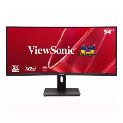 Монитор ViewSonic VA3420C-2, 34 inch, Curved VA panel, AG, 21:9, UWQHD 3440x1440, 300 cd/m2, 3000:1, 120Hz, 3.5ms, sRGB, Low Blue Light, Flicker-Free, HDMI, DP, 3x USB, USB-C, Speakers, HAS, Swivel, Tilt, VESA, Black