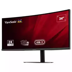 Монитор ViewSonic VA3420C, 34.1" Curved 1900R IPS panel, 21:9, UWQHD 3440x1440, 300cd/m2, 2000:1, 1ms, 120Hz, VRR, sRGB, Flicker-Free, 2x HDMI, USB-C, 2x USB, Audio out, Speakers, HAS, Swivel, Tilt, VESA 100, Black