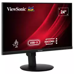 Монитор ViewSonic VG2409U-2, 23.8", SuperClear IPS panel, 16:9, AG, FHD 1920 x 1080, 350cd/m2, 1300:1, 100Hz, 4ms, VRR, Eye ProTech, HDMI, DP, DP Out, USB-C, 2x USB, LAN, Audio out, 65W PD, HAS, Swivel, Tilt, Pivot, Speakers, VESA 100, Black