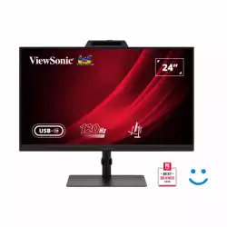 Монитор ViewSonic VG2441V, 23.8" IPS panel, 16:9, AG, FHD 1920x1080, 250cd/m2, 1500:1, 120Hz, 4ms, Flicker-Free, Low Blue Light, VRR, HDMI, DP, USB-C, 2x USB, Audio out, Speakers, 5MP Webcam, Microphone, HAS, Swivel, Tilt, Pivot, VESA 100, Black