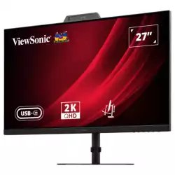 Монитор ViewSonic VG2741V-2K, 27" IPS panel, 16:9, AG, QHD 2560x1440, 250cd/m2, 1500:1, 120Hz, 4ms, Flicker-Free, sRGB, 5MP Webcam, Microphone, HDMI, DP, USB-C, 2x USB, Audio out, Speakers, HAS, Swivel, Tilt, Pivot, VESA 100, Black