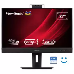 Монитор ViewSonic VG2757V-2K, 27", IPS panel, Conferencing docking monitor, AG, 16:9, QHD 2560x1440, 350cd/m2, 1300:1, 100Hz, 5ms, Zoom certified pop-up Webcam, Windows Hello, Eye ProTech+, HDMI, DP, DP Out, USB-C, LAN, 3x USB, Audio Out, Mic, HAS, Swivel, Tilt, Pivot, VESA 100, Black