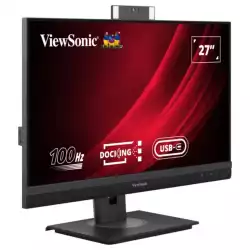 Монитор ViewSonic VG2757V-2K, 27", IPS panel, Conferencing docking monitor, AG, 16:9, QHD 2560x1440, 350cd/m2, 1300:1, 100Hz, 5ms, Zoom certified pop-up Webcam, Windows Hello, Eye ProTech+, HDMI, DP, DP Out, USB-C, LAN, 3x USB, Audio Out, Mic, HAS, Swivel, Tilt, Pivot, VESA 100, Black