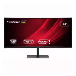 Монитор ViewSonic VG3419C-2, 34 inch, Curved VA panel, Anti-Glare, 21:9, UWQHD 3440x1440, 300cd/m2, 3000:1, 120Hz, 3.5ms, HDR10, sRGB, Flicker-Free, Blue Light Filter, HDMI, DP, USB-C, 2x USB, LAN, Speakers, HAS, Swivel, Tilt, VESA, Black