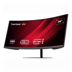 Монитор ViewSonic VG3419C-2, 34 inch, Curved VA panel, Anti-Glare, 21:9, UWQHD 3440x1440, 300cd/m2, 3000:1, 120Hz, 3.5ms, HDR10, sRGB, Flicker-Free, Blue Light Filter, HDMI, DP, USB-C, 2x USB, LAN, Speakers, HAS, Swivel, Tilt, VESA, Black