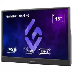 Монитор ViewSonic VX1654, 15.6" Portable Gaming Monitor, IPS, 16:9, AG, FHD 1920 x 1080, 250cd/m2, 800:1, 4.67ms, 144Hz, AMD Free Sync, 3H, mini HDMI, USB-C, Speakers, Adjustable kickstand, Black