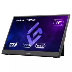 Монитор ViewSonic VX1654, 15.6" Portable Gaming Monitor, IPS, 16:9, AG, FHD 1920 x 1080, 250cd/m2, 800:1, 4.67ms, 144Hz, AMD Free Sync, 3H, mini HDMI, USB-C, Speakers, Adjustable kickstand, Black