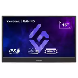 Монитор ViewSonic VX1654, 15.6" Portable Gaming Monitor, IPS, 16:9, AG, FHD 1920 x 1080, 250cd/m2, 800:1, 4.67ms, 144Hz, AMD Free Sync, 3H, mini HDMI, USB-C, Speakers, Adjustable kickstand, Black