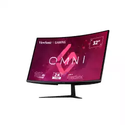 Монитор ViewSonic VX3218C-2K, 31.5", VA Panel, Curved 1500R, QHD 2560x1440, AntiGlare, 16:9, 250cd/m2, 3500:1, 80M:1, 1ms, 165Hz, FreeSync, Flicker-Free, Blue Light Filter, 2x HDMI, DP, Audio Out, DC Socket, Speakers, Tilt, VESA 100, Black