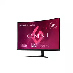 Монитор ViewSonic VX3218C-2K, 31.5", VA Panel, Curved 1500R, QHD 2560x1440, AntiGlare, 16:9, 250cd/m2, 3500:1, 80M:1, 1ms, 165Hz, FreeSync, Flicker-Free, Blue Light Filter, 2x HDMI, DP, Audio Out, DC Socket, Speakers, Tilt, VESA 100, Black
