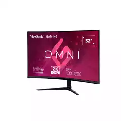 Монитор ViewSonic VX3218C-2K, 31.5", VA Panel, Curved 1500R, QHD 2560x1440, AntiGlare, 16:9, 250cd/m2, 3500:1, 80M:1, 1ms, 165Hz, FreeSync, Flicker-Free, Blue Light Filter, 2x HDMI, DP, Audio Out, DC Socket, Speakers, Tilt, VESA 100, Black