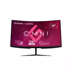 Монитор ViewSonic VX3218C-2K, 31.5", VA Panel, Curved 1500R, QHD 2560x1440, AntiGlare, 16:9, 250cd/m2, 3500:1, 80M:1, 1ms, 165Hz, FreeSync, Flicker-Free, Blue Light Filter, 2x HDMI, DP, Audio Out, DC Socket, Speakers, Tilt, VESA 100, Black
