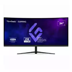 Монитор ViewSonic VX3418C-2K, 34 inch Curved gaming monitor, VA panel, AG, 21:9, UWQHD 3440x1440, 250cd/m2, 4000:1, 180Hz, 1ms, HDR10, FreeSync Premium, 2x HDMI, 2x DP, Audio Out, Speakers, HAS, Swivel, Tilt, VESA, Black