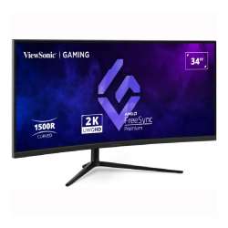 Монитор ViewSonic VX3418C-2K, 34 inch Curved gaming monitor, VA panel, AG, 21:9, UWQHD 3440x1440, 250cd/m2, 4000:1, 180Hz, 1ms, HDR10, FreeSync Premium, 2x HDMI, 2x DP, Audio Out, Speakers, HAS, Swivel, Tilt, VESA, Black